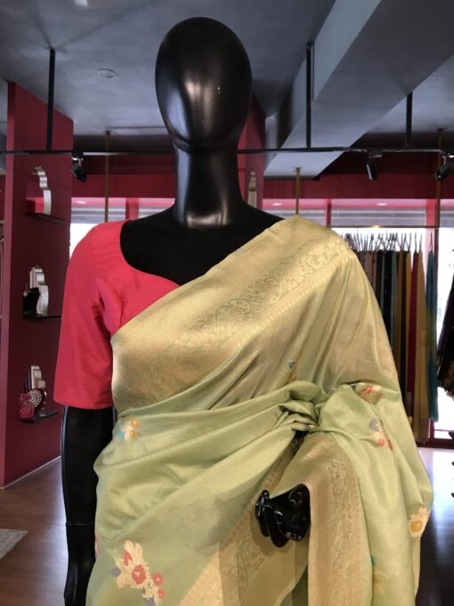 Sea Green Dola Silk Saree - Image 1