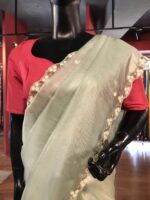 Sea Green Organza Saree with Sequins - Image 6