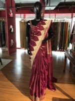 Wine Banarasi Soft Silk Saree - Image 5