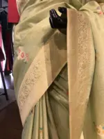 Sea Green Dola Silk Saree - Image 5