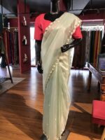 Sea Green Organza Saree with Sequins - Image 2