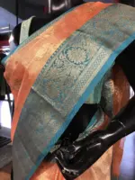 Orange Tissue Silk Saree - Image 3