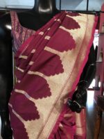 Wine Banarasi Soft Silk Saree - Image 7