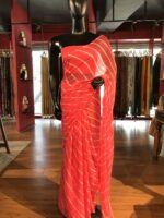 Orange Chiffon Saree - Image 4