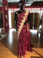 Wine Banarasi Soft Silk Saree - Image 2