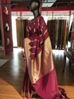Wine Banarasi Soft Silk Saree - Image 6
