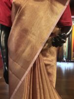 Gold dual shade Tissue Silk Saree - Image 4