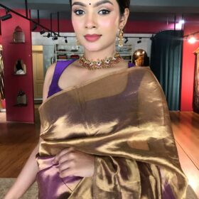 Ombre Purple Tissue Silk Saree