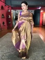 Ombre Purple Tissue Silk Saree - Image 2