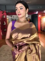 Ombre Purple Tissue Silk Saree - Image 4
