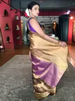 Ombre Purple Tissue Silk Saree - Image 5
