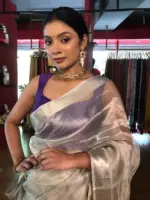 Silver Tissue Silk Saree with Woven Silver Zari Border