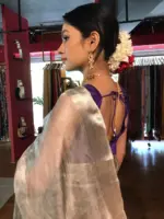 Silver Tissue Silk Saree with Woven Silver Zari Border - Image 8