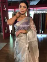 Silver Tissue Silk Saree with Woven Silver Zari Border - Image 3