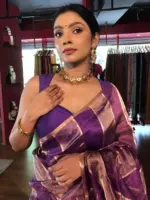 Ombre Purple Tissue Silk Saree