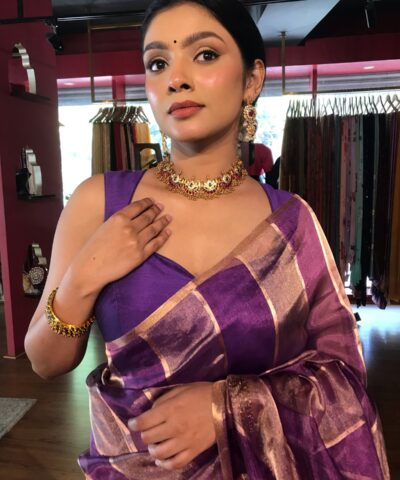 Ombre Purple Tissue Silk Saree