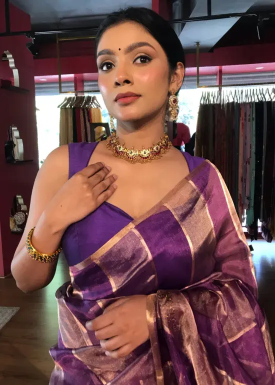 Ombre Purple Tissue Silk Saree