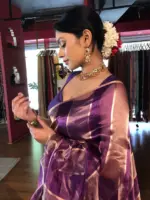 Ombre Purple Tissue Silk Saree - Image 6