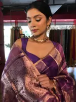 Ombre Purple Tissue Silk Saree - Image 5