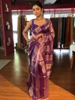 Ombre Purple Tissue Silk Saree - Image 3