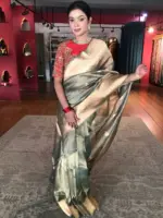 Sea Green Handwoven Tissue Silk Saree with Kadhwa Zari Motifs - Image 8