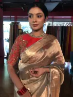 Grey Handwoven Tissue Silk Saree with Kadhwa Zari Motifs