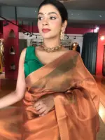 Copper Tissue Silk Saree with Self Design Border