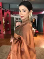 Copper Tissue Silk Saree with Self Design Border - Image 8