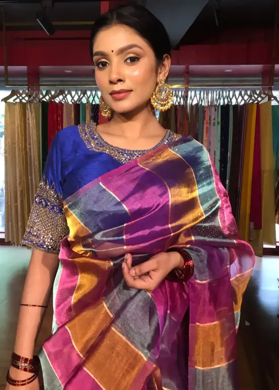 Multicolor Tissue Silk Saree