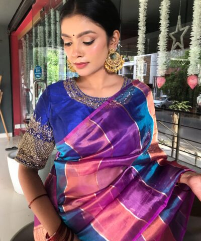 Multicolor Tissue Silk Saree