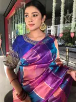 Multicolor Tissue Silk Saree - Image 6