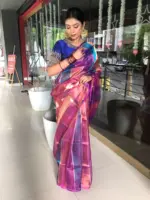 Multicolor Tissue Silk Saree - Image 3