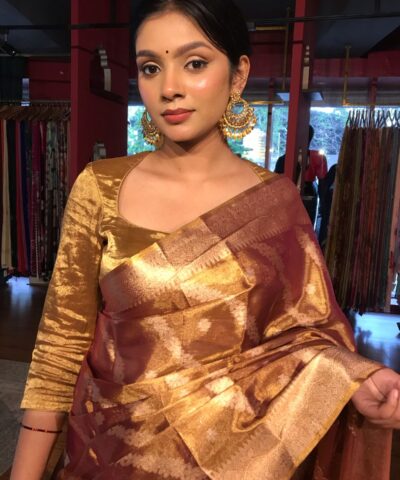 Gold Tissue Silk Saree with Gold Zari Weaves