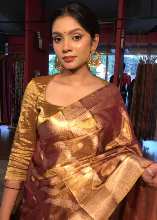 Gold Tissue Silk Saree with Gold Zari Weaves