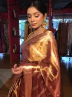 Gold Tissue Silk Saree with Gold Zari Weaves - Image 5