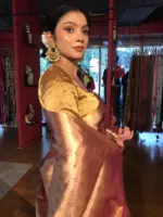 Gold Tissue Silk Saree with Gold Zari Weaves - Image 8