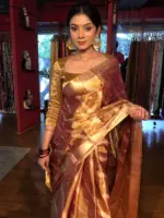 Gold Tissue Silk Saree with Gold Zari Weaves - Image 3