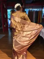 Gold Tissue Silk Saree with Gold Zari Weaves - Image 6