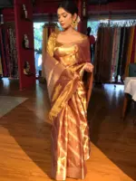 Gold Tissue Silk Saree with Gold Zari Weaves - Image 2