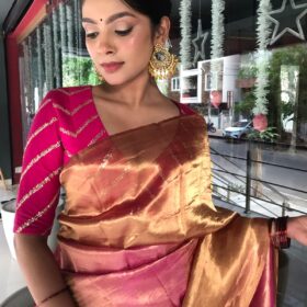 Ombre Pink Tissue Silk Saree