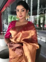Ombre Pink Tissue Silk Saree - Image 6