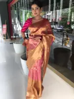 Ombre Pink Tissue Silk Saree - Image 4