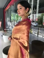 Ombre Pink Tissue Silk Saree - Image 5