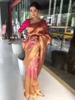 Ombre Pink Tissue Silk Saree - Image 2