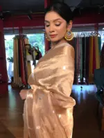 Ivory Handwoven Tissue Silk Saree with Kadhwa Zari Motifs - Image 9