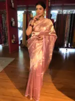 Pastel Pink Handwoven Tissue Silk Saree with Kadhwa Zari Motifs - Image 3