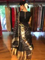 Black Silk Half Saree Set with Organza Silk Dupatta (Set of 3) - Image 5