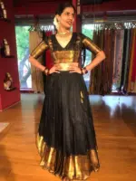 Black Silk Lehenga Set of 2 - Image 3
