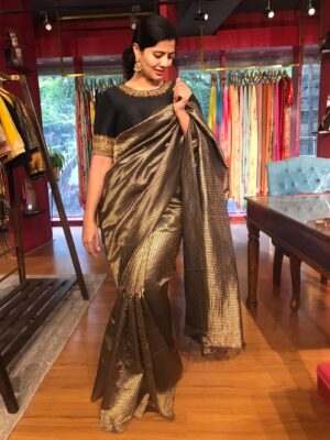 Black Tussar Silk Saree