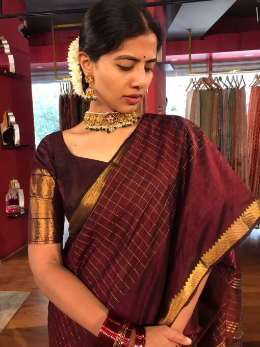 Syaahi Mangalagiri Silk Dupatta Dusky Black & White